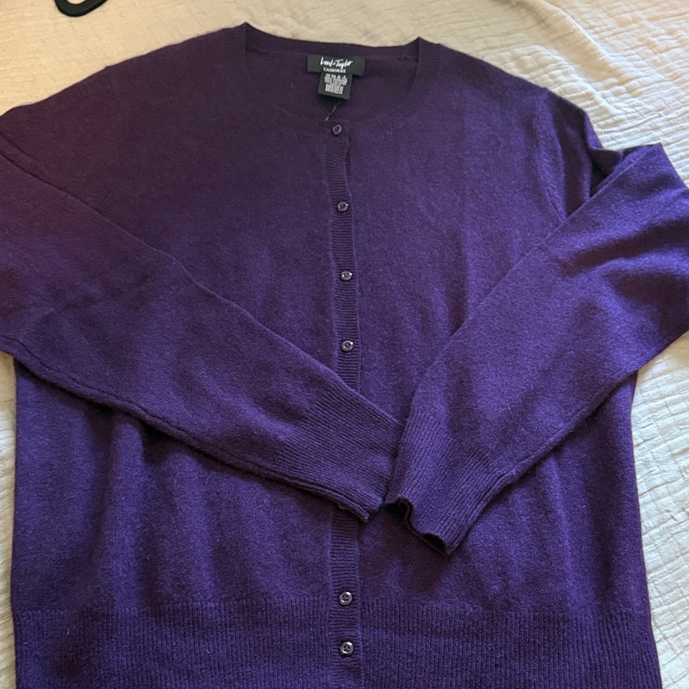 Lord & Taylor Purple Cardigan Sweater